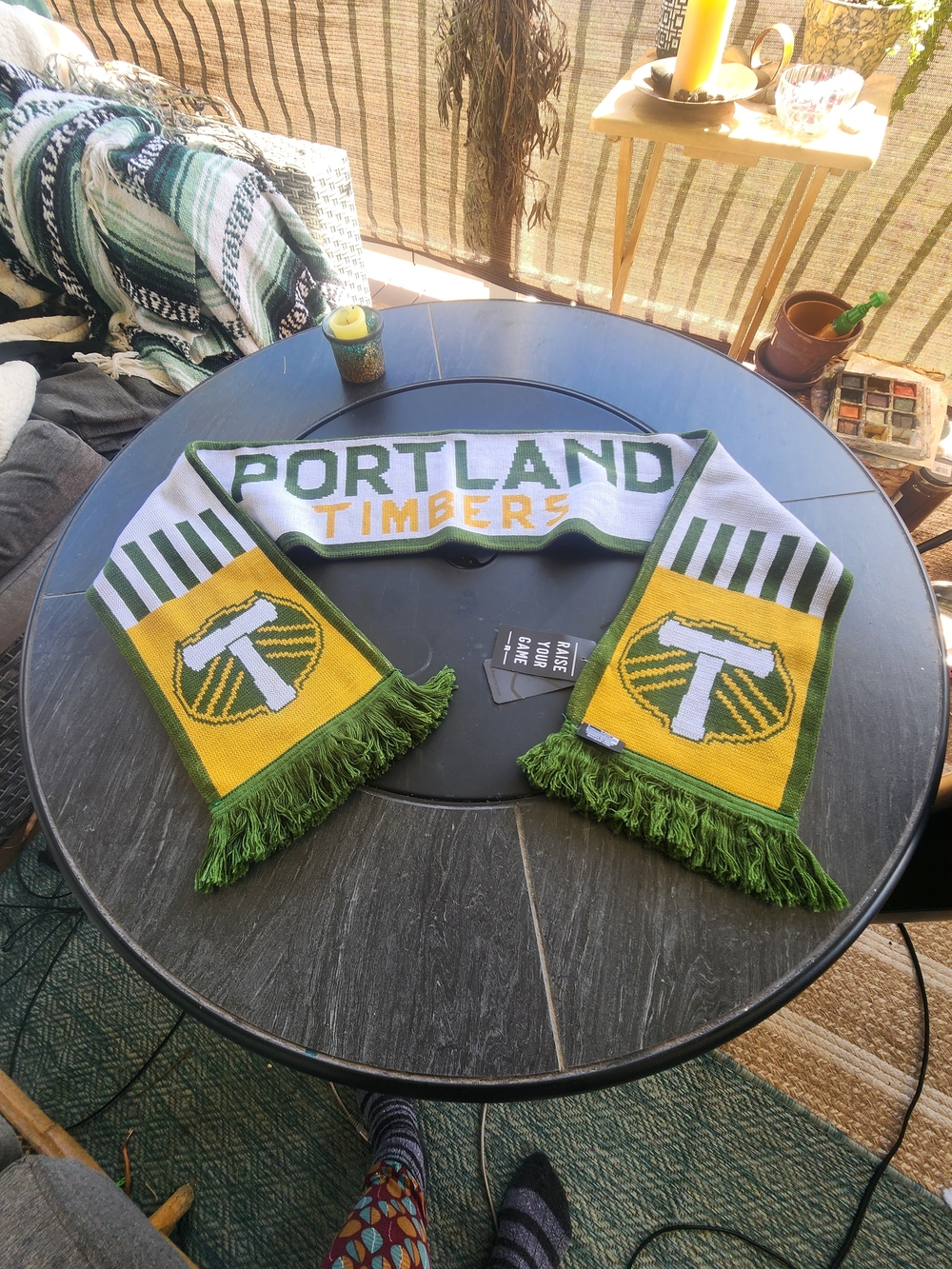 MLS soccer Ruffneck Scarves Portland Timbers  Scarf Striped Green & Yellow NWT